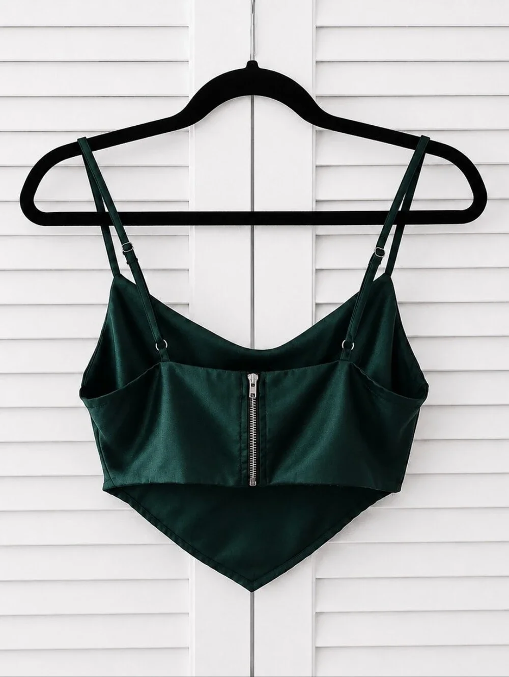Forever 21 Emerald Green Satin Cowl Neck Crop Cami Top Small - Picture 3 of 9